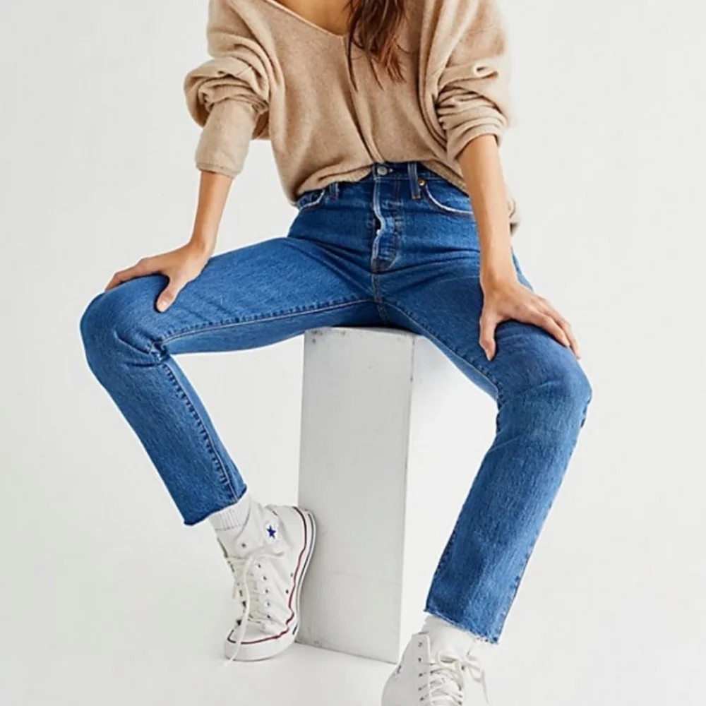 Levi's 501 High Rise Waisted Skinny Jeans Blue - Picture 1 of 9
